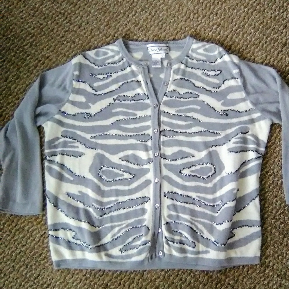 🌿Diane Gilman Animal Print Sequin Cardigan